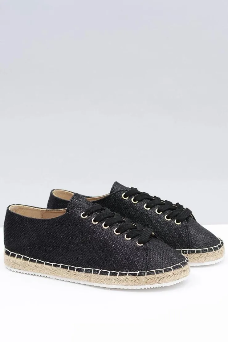 Damskie Boto Lu Boo | Czarne Brokatowe Lniane Espadryle Fairy
