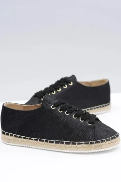 Damskie Boto Lu Boo | Czarne Brokatowe Lniane Espadryle Fairy