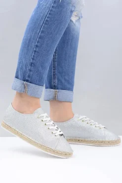 Online Boto Lu Boo | Srebrne Brokatowe Lniane Espadryle Fairy