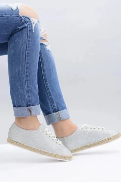 Online Boto Lu Boo | Srebrne Brokatowe Lniane Espadryle Fairy