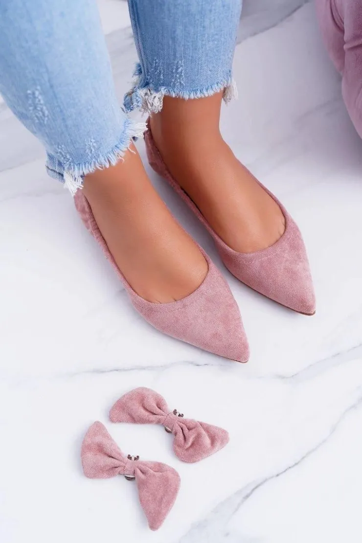 Damskie Boto LU BOO Balerinki Moments z odpinaną kokardą różowe