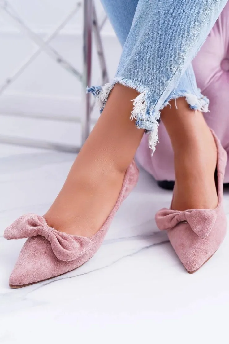 Damskie Boto LU BOO Balerinki Moments z odpinaną kokardą różowe