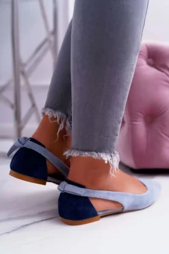 Boto Baleriny Klasyczne*Lu Boo Baleriny W Szpic Zamsz Błękitne Better