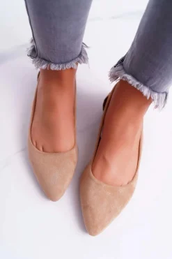 Boto Baleriny Klasyczne*Lu Boo Baleriny W Szpic Zamsz Beżowe Better