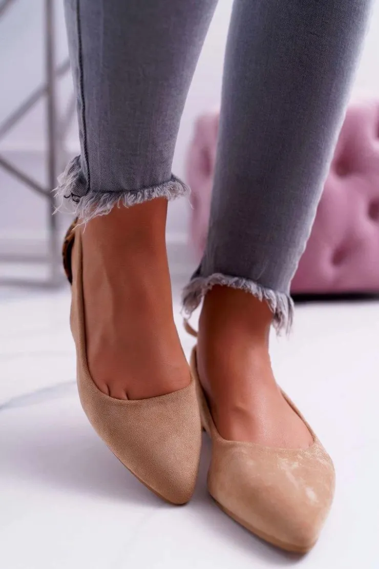 Boto Baleriny Klasyczne*Lu Boo Baleriny W Szpic Zamsz Beżowe Better