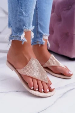 Damskie Boto Lu Boo Beżowe Gumowe Damskie Klapki Japonki Anika