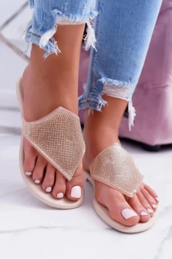 Damskie Boto Lu Boo Beżowe Gumowe Damskie Klapki Japonki Anika