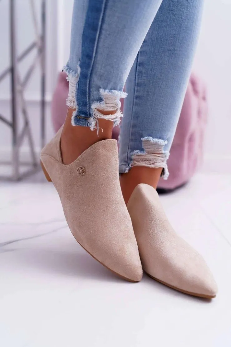 Damskie Boto Lu Boo Botki Z Wycięciami Beżowe Chelsea