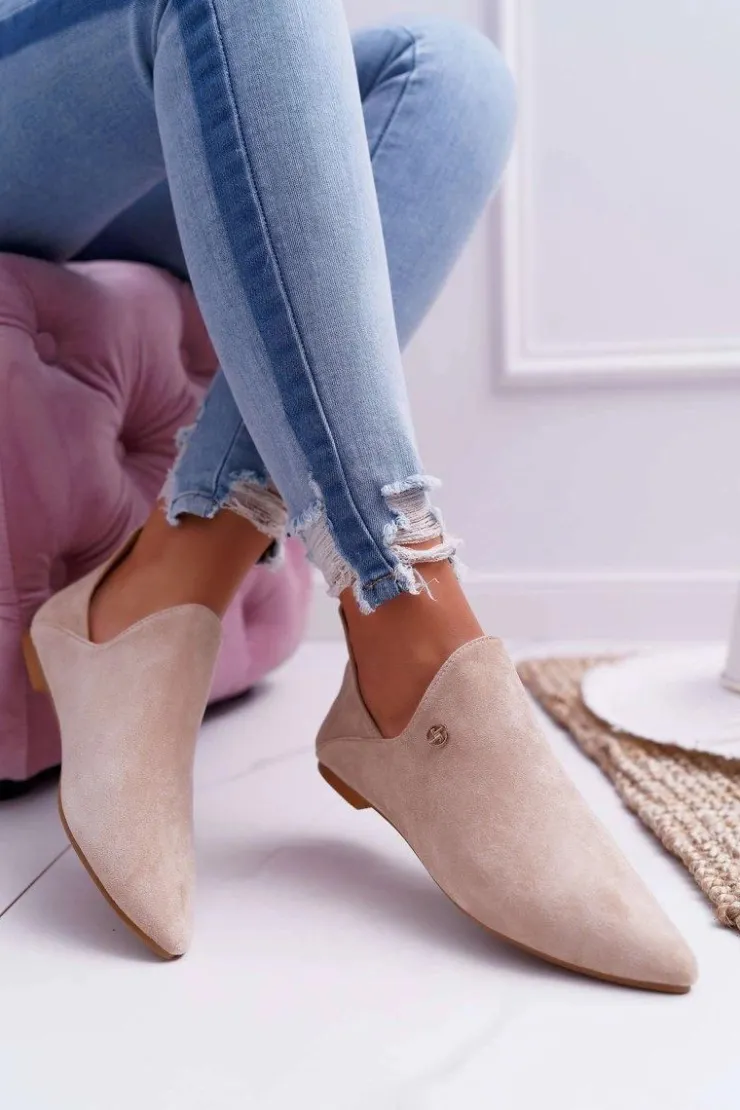 Damskie Boto Lu Boo Botki Z Wycięciami Beżowe Chelsea