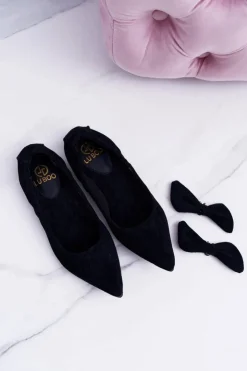 Online Boto LU BOO Czarne Balerinki Moments z Odpinaną Kokardą
