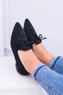 Boto Baleriny Klasyczne*Lu Boo Czarne Baleriny W Szpic Lordsy Zamsz Feliciano