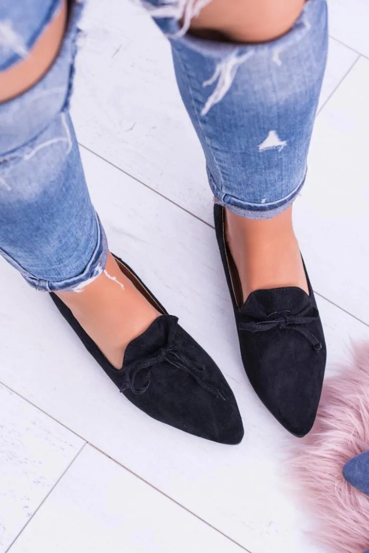 Boto Baleriny Klasyczne*Lu Boo Czarne Baleriny W Szpic Lordsy Zamsz Feliciano