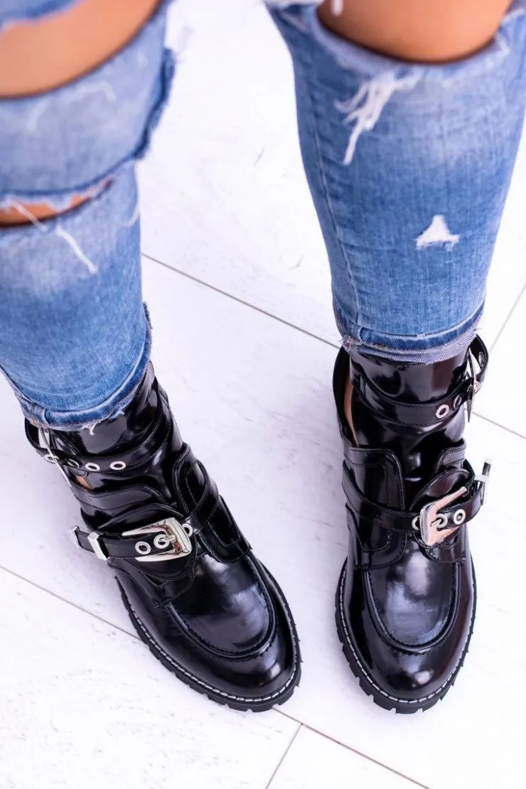 Sale Boto Lu Boo Czarne Botki Z Wycięciami Rock Girl