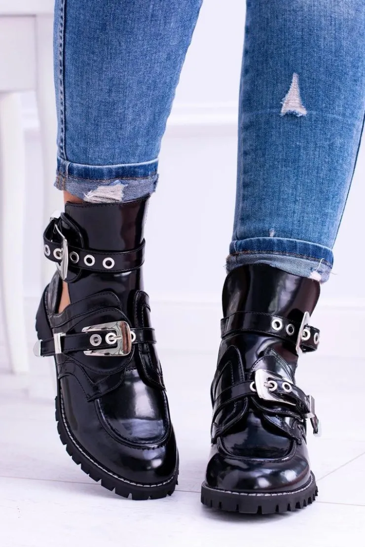 Sale Boto Lu Boo Czarne Botki Z Wycięciami Rock Girl