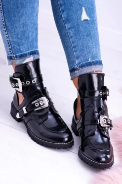 Sale Boto Lu Boo Czarne Botki Z Wycięciami Rock Girl