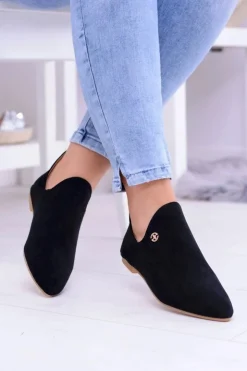 Boto Botki Płaskie|Czarne Botki*Lu Boo Czarne Botki Z Wycięciami Zamek Chelsea