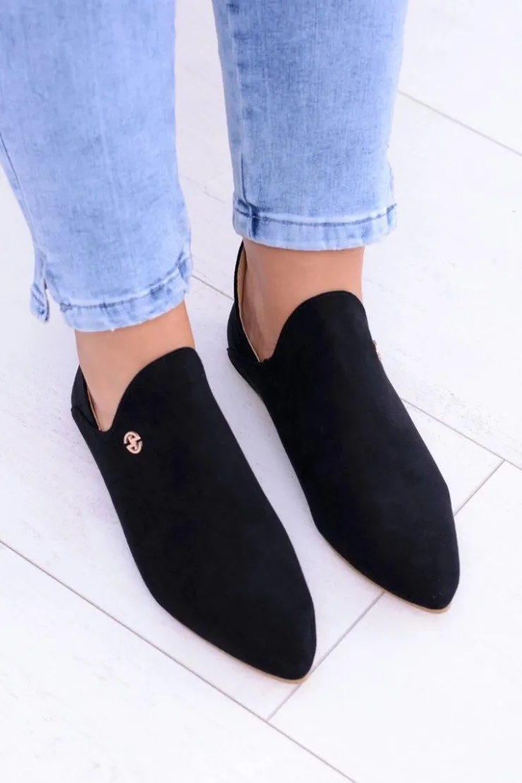 Boto Botki Płaskie|Czarne Botki*Lu Boo Czarne Botki Z Wycięciami Zamek Chelsea