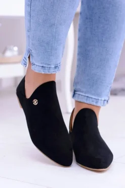 Boto Botki Płaskie|Czarne Botki*Lu Boo Czarne Botki Z Wycięciami Zamek Chelsea