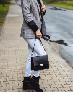 Boto Botki Płaskie|Czarne Botki*Lu Boo Czarne Damskie Botki Suwak Cekiny Rafell