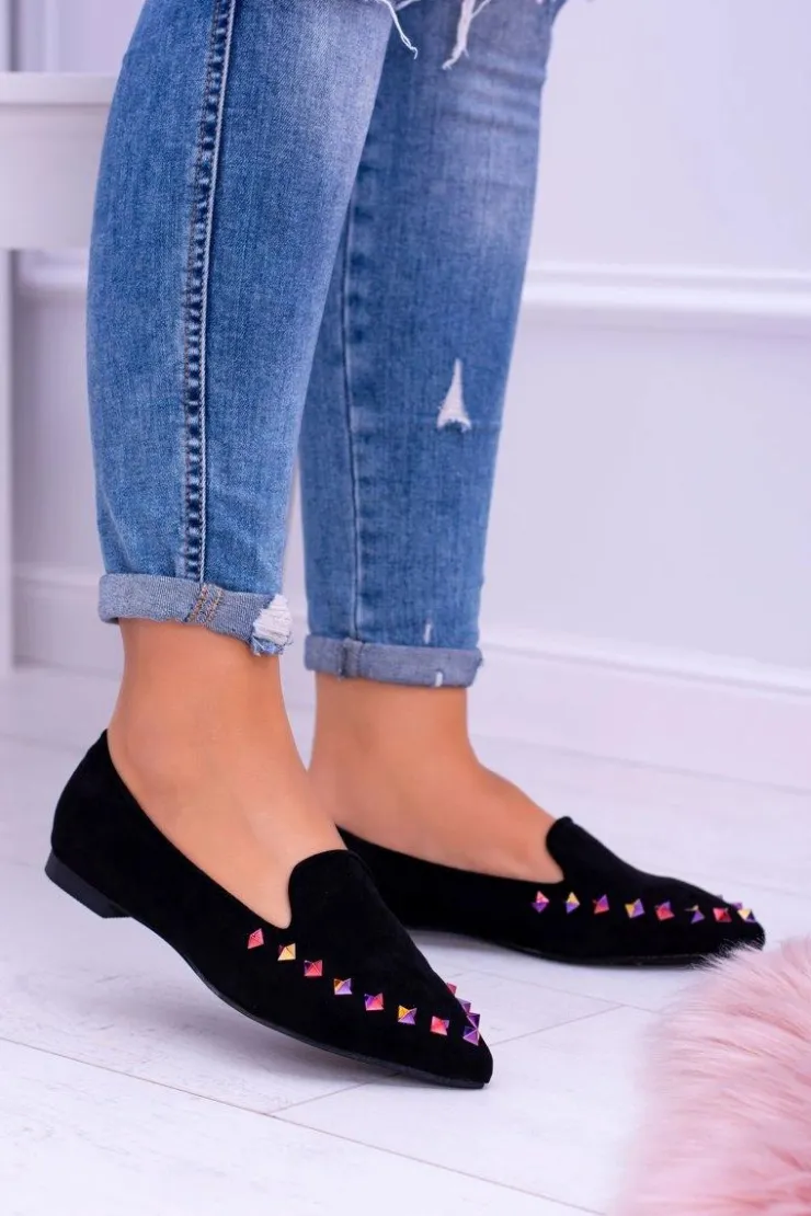 Damskie Boto Lu Boo Czarne Lordsy Opalizujące Dżety Zamsz Spike