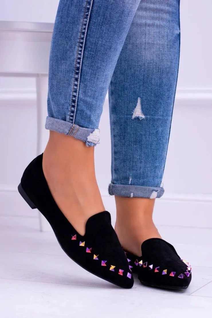 Damskie Boto Lu Boo Czarne Lordsy Opalizujące Dżety Zamsz Spike