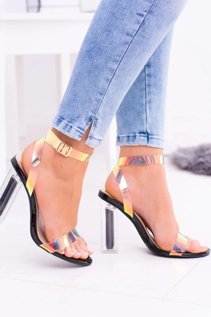 Boto Sandały Na Obcasie*Lu Boo Czarne Sandały Transparentny Słupek Mirage