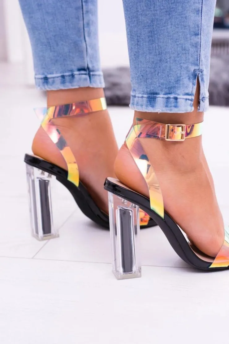 Boto Sandały Na Obcasie*Lu Boo Czarne Sandały Transparentny Słupek Mirage