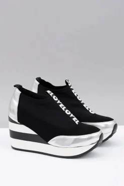 Damskie Boto Lu Boo Czarne Sneakersy Na Koturnie Platforma Love Mitta