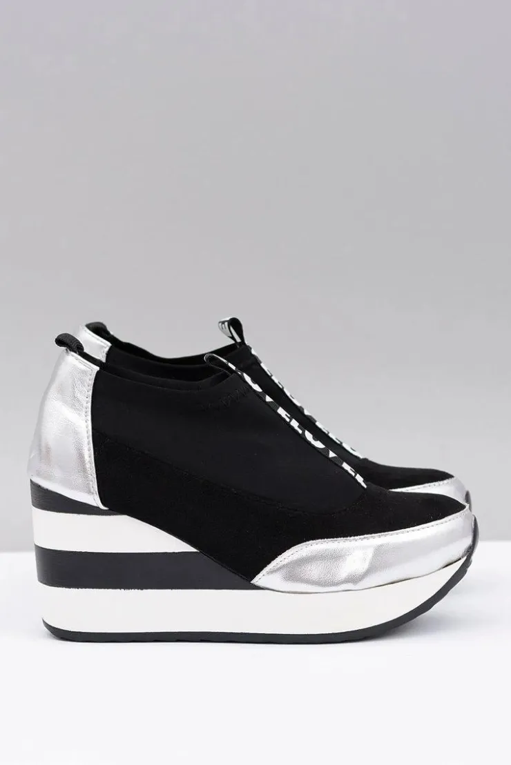 Damskie Boto Lu Boo Czarne Sneakersy Na Koturnie Platforma Love Mitta