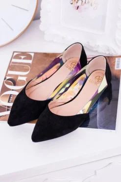 Damskie Boto Lu Boo Czarne Transparentne Holograficzne Balerinki w Szpic Venessa
