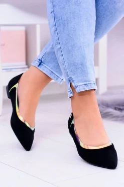 Damskie Boto Lu Boo Czarne Transparentne Holograficzne Balerinki w Szpic Lison