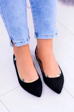 Damskie Boto Lu Boo Czarne Transparentne Holograficzne Balerinki w Szpic Lison