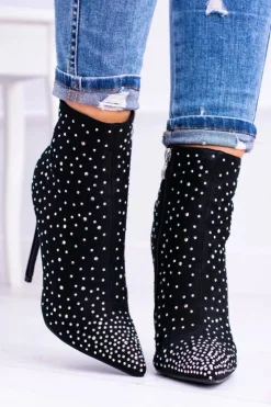 Boto Brązowe I Beżowe Botki|Czarne Botki*Lu Boo Czarne Wysokie Zamszowe Botki na Szpilce Cyrkonie Cubano