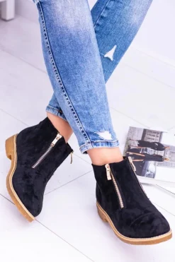 Boto Brązowe I Beżowe Botki|Botki Płaskie*Lu Boo Czarne Zamszowe Damskie Botki Z Suwakami Inez