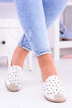 Damskie Boto Lu Boo Damskie Baleriny Białe Espadryle w Kwiaty Macarena