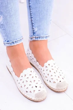 Damskie Boto Lu Boo Damskie Baleriny Białe Espadryle w Kwiaty Macarena