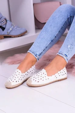 Damskie Boto Lu Boo Damskie Baleriny Białe Espadryle w Kwiaty Macarena