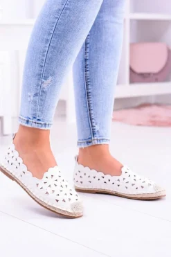 Damskie Boto Lu Boo Damskie Baleriny Białe Espadryle w Kwiaty Macarena