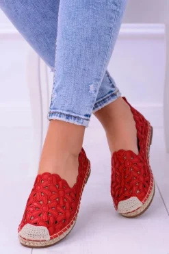 Boto Czarne Espadryle*Lu Boo Damskie Baleriny Czerwone Espadryle w Kwiaty Macarena