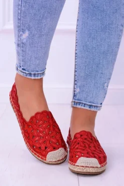 Boto Czarne Espadryle*Lu Boo Damskie Baleriny Czerwone Espadryle w Kwiaty Macarena