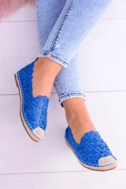 Boto Czarne Espadryle*Lu Boo Damskie Baleriny Granatowe Espadryle w Kwiaty Macarena