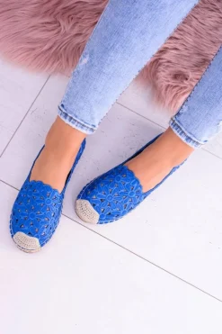 Boto Czarne Espadryle*Lu Boo Damskie Baleriny Granatowe Espadryle w Kwiaty Macarena