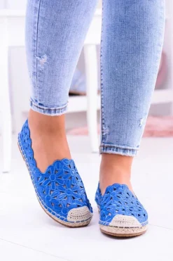 Boto Czarne Espadryle*Lu Boo Damskie Baleriny Granatowe Espadryle w Kwiaty Macarena