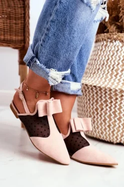 Clearance Boto Lu Boo Damskie Baleriny Kokardki Mule Różowe Domino