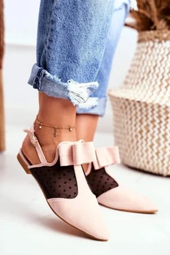 Clearance Boto Lu Boo Damskie Baleriny Kokardki Mule Różowe Domino