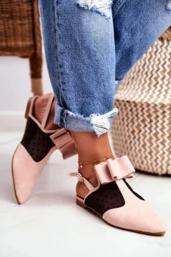 Clearance Boto Lu Boo Damskie Baleriny Kokardki Mule Różowe Domino