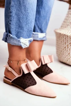 Clearance Boto Lu Boo Damskie Baleriny Kokardki Mule Różowe Domino