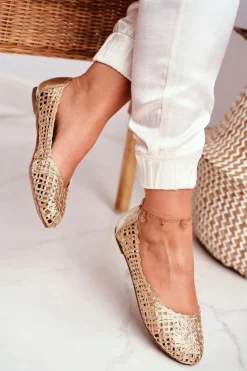 Damskie Boto Lu Boo Damskie Baleriny Złote Ażurowe Plecione Carry