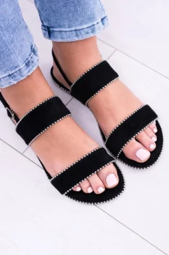 Boto Sandały Płaskie*Lu Boo Damskie Czarne Sandały Dżety Noeli