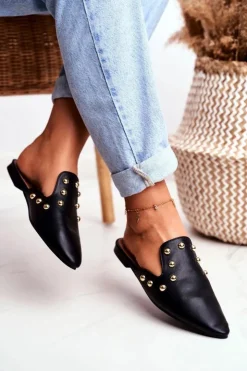 Damskie Boto Lu Boo Damskie Klapki Czarne Seniorita